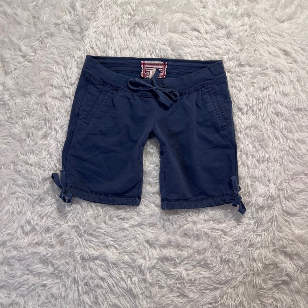y2k vintage hollister navy blue embroidered graphic shorts small